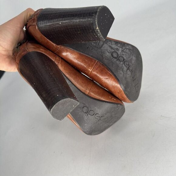 Apepazza brown Leather Heeled Bootie Size 7.5 Chunky Platform - Picture 6 of 9